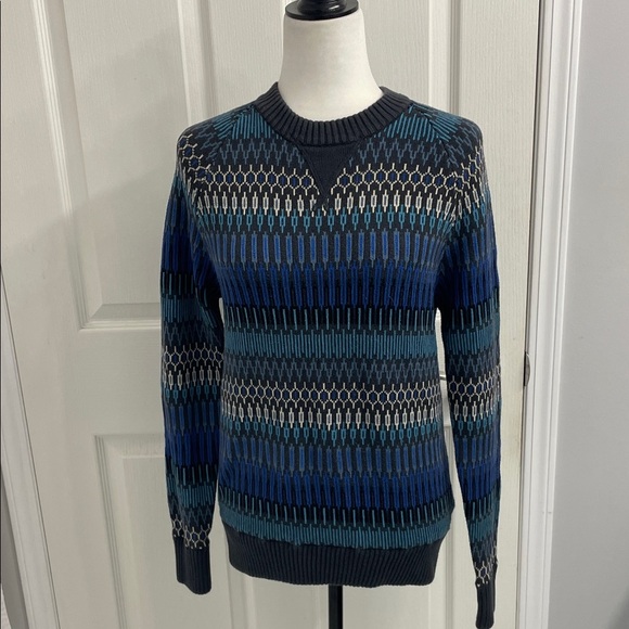Mossimo Supply Co. Men’s Crewneck Sweater Fair Isle Multi Blue Pattern Sz S - Picture 2 of 14